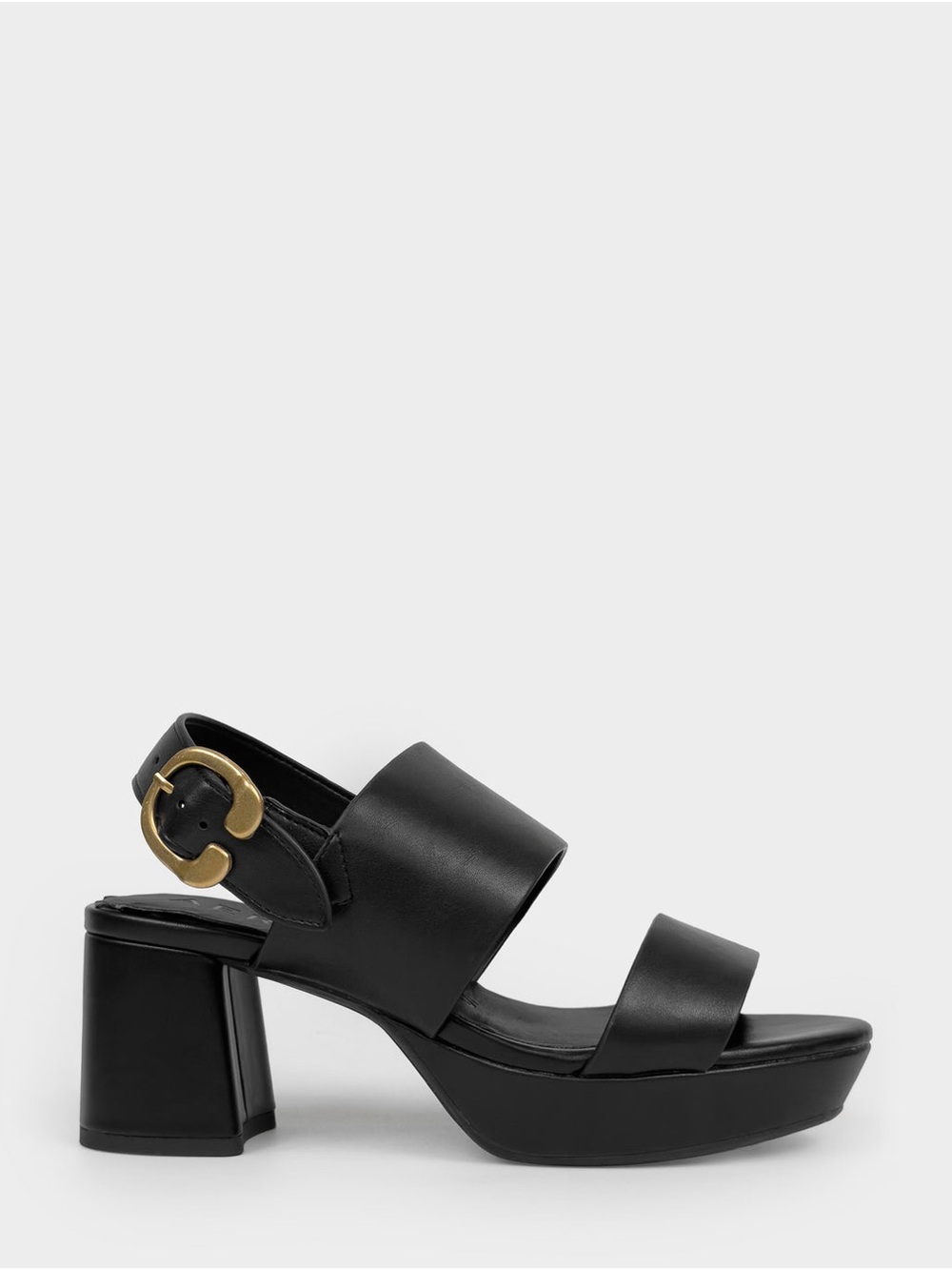Classic Black Platform Sandal with Gold Buckle